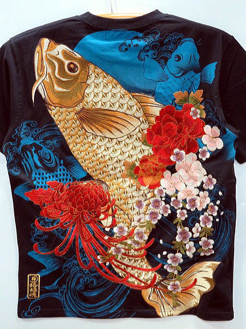 絡繰魂・粋  和柄　半袖Tシャツ　黄金鯉　カラクリ魂