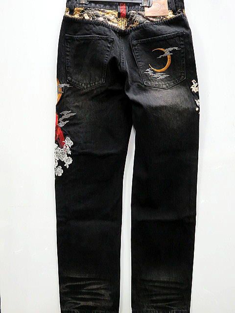 絡繰魂 　デニムパンツ　和柄　狼桜極彩　　カラクリ魂