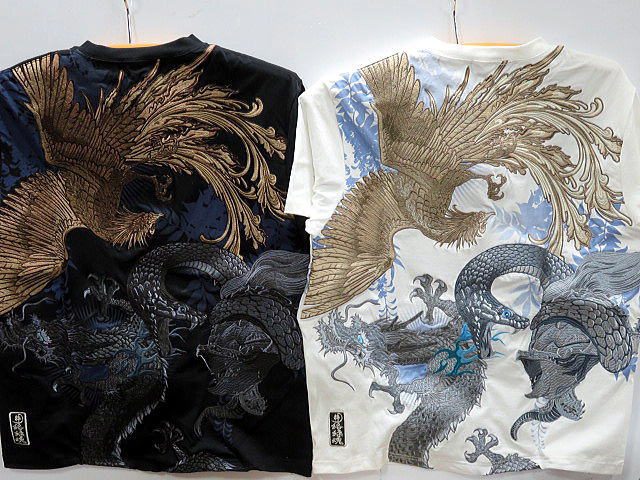 絡繰魂 粋   四神 淡彩刺繍　半袖Tシャツ　カラクリ魂