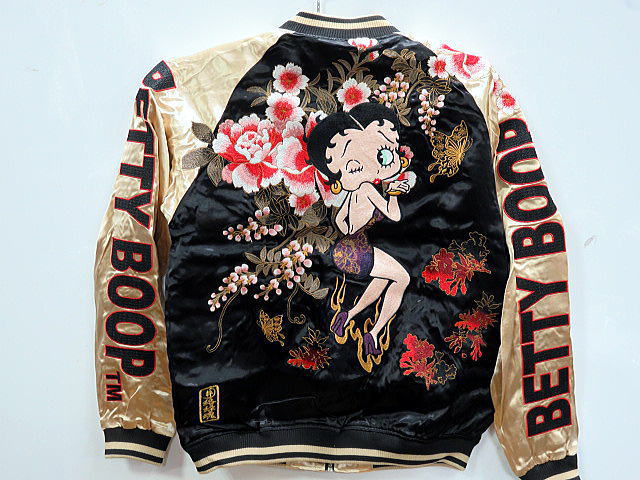 BETTY BOOP X 絡繰魂 粋 　BETTY蝶乱舞 総刺繍リバーシブルスカジャン　カラクリ魂  KARAKURI