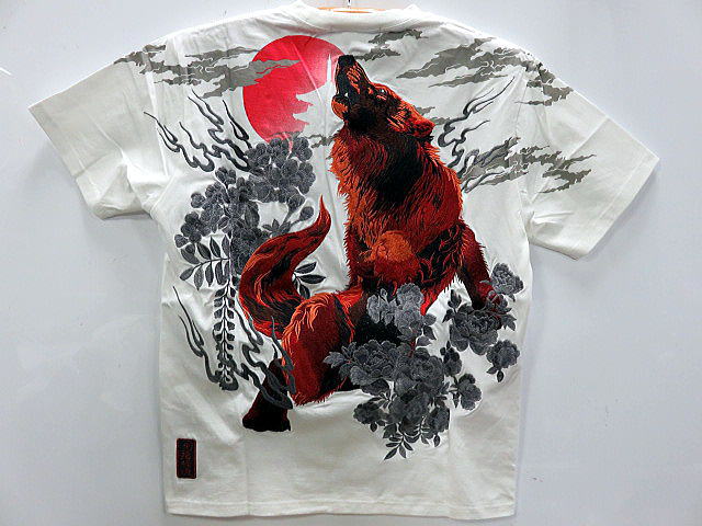 絡繰魂・粋 和柄　半袖Tシャツ　狼の遠吠え　カラクリ魂