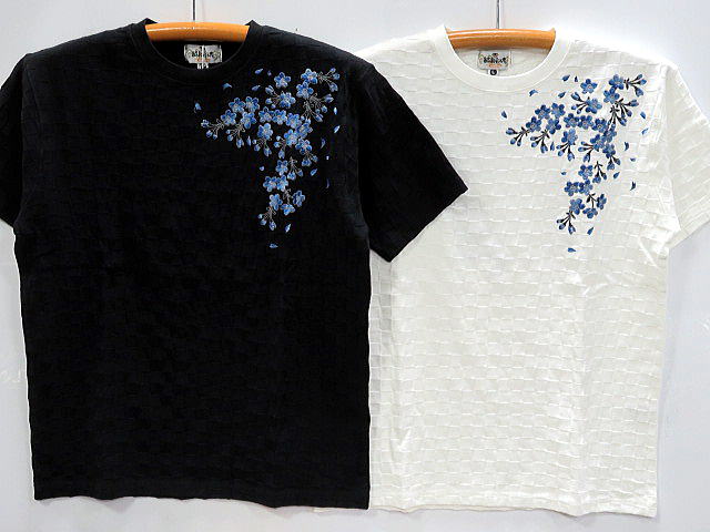 絡繰魂　青桜ブロック　ジャガード　半袖Tシャツ　カラクリ魂