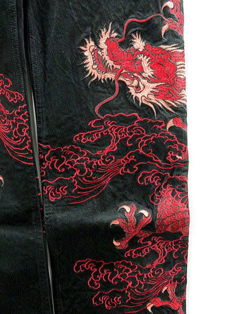 絡繰魂・粋 デニムパンツ 和柄 月光双龍 カラクリ魂