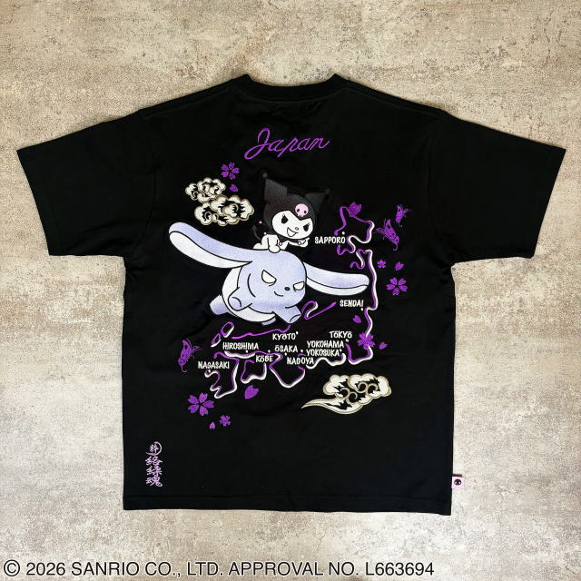 クロミ×絡繰魂 粋　半袖Tシャツ　KUROMI JAPAN　クロミちゃん×カラクリ魂