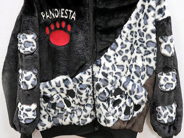 ✨美品✨ パンディエスタ 湾曲 ストライプ 切替　フェイクファー　パーカー M 湾曲ストライプ切替フェイクファーパーカー PANDIESTA JAPAN