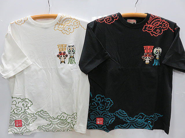 大きいサイズ　PANDIESTA JAPAN　風神雷神パンダ刺繍　半袖Tシャツ　パンディエスタ_3