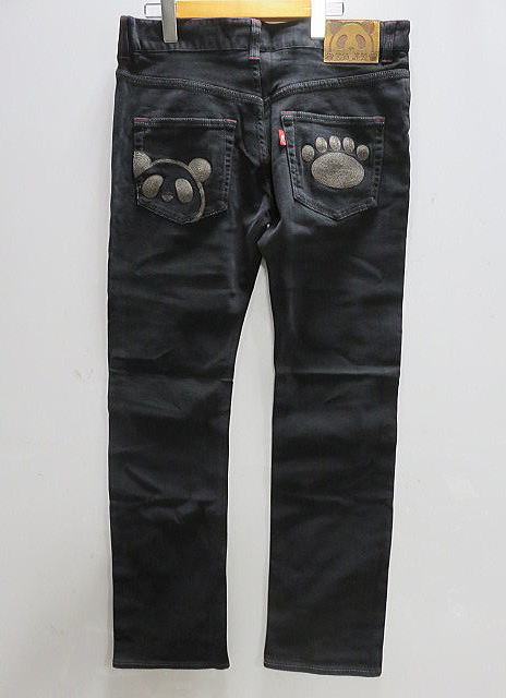 PANDIESTA JAPAN　ストレッチツイルスリムストレートパンツ　パンダ刺繍 パンディエスタ 熊猫謹製カラーパンツ