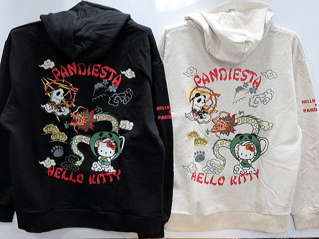 大きいサイズ　Hello Kitty × PANDIESTAJAPAN　風雷神フルZIPパーカー　ハローキティ×パンディエスタ