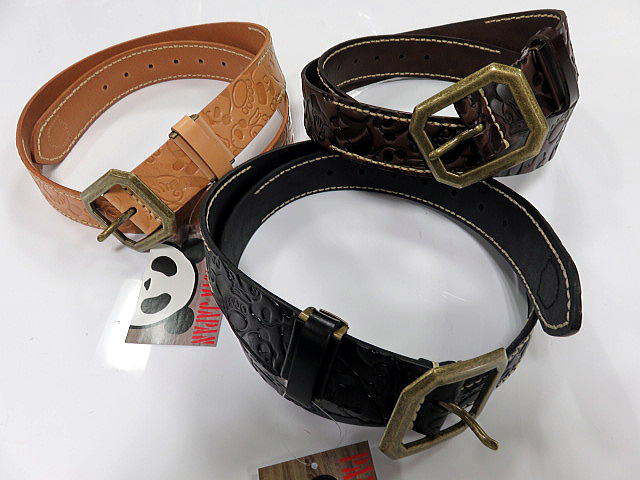 PANDIESTA JAPAN　 熊猫謹製　本革　 型押し総柄　 レザーベルト　パンディエスタ