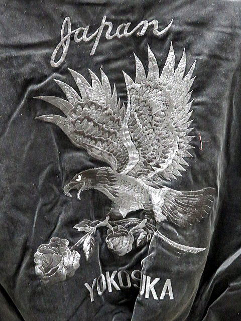 スカジャン 日本製本格刺繍のスカジャン3L 鷹と薔薇 別珍の通販はau