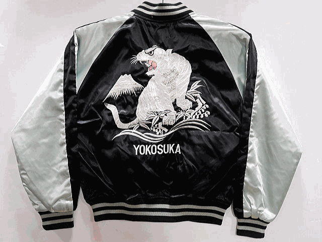 スカジャン 中綿なし　白虎　Sサイズ　日本製本格刺繍のスカジャン