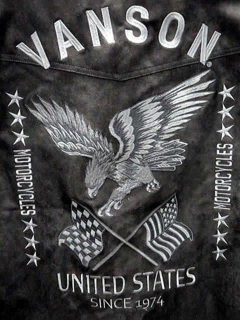 vanson leathers イーグル＆フラッグ刺繍 起毛ボンディングシャツ