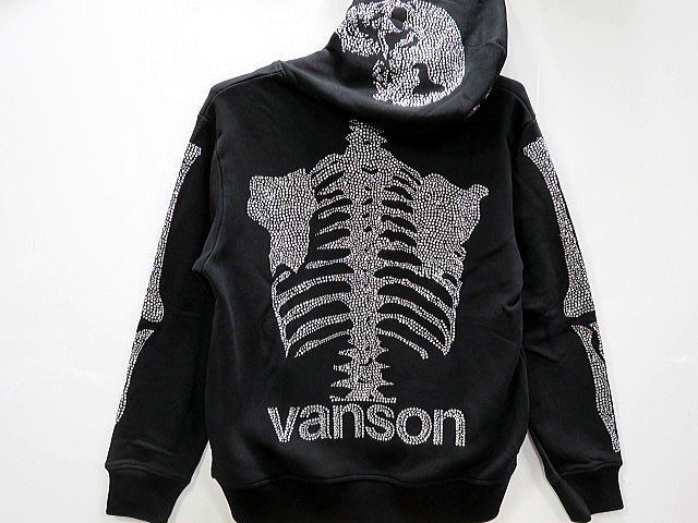 vanson leathers 50周年記念モデル　50周年ラインストーン裏毛パーカー　VANSON50周年ドッグタグ付き