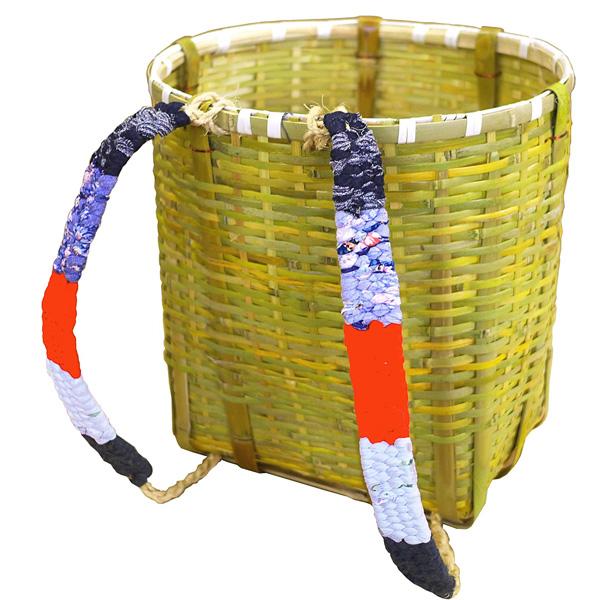 背負いカゴ 丸型ワイド(小) 山菜採り キノコ採り 収穫 農産物 道具入れ