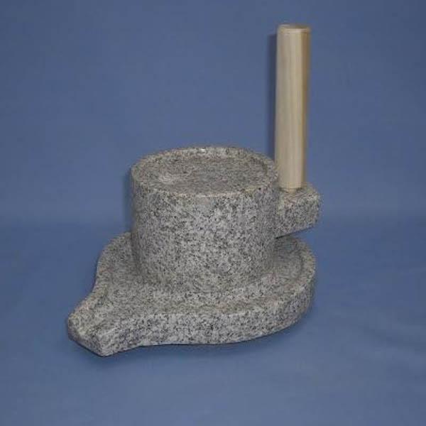 ナガノ産業　2343　みかげ石　皿型挽き臼　２４型　34x41×h18cm(上臼φ24cm)　うどん　そば　蕎麦