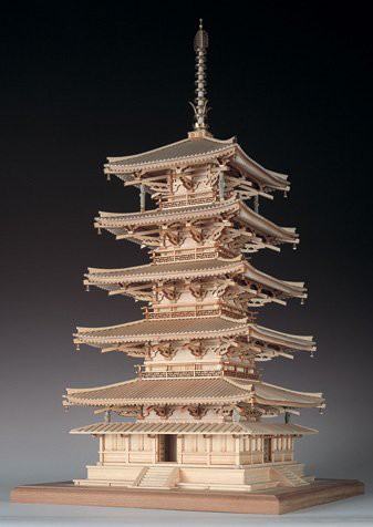 ウッディジョー 1/75 法隆寺 五重の塔 木製模型 組み立てキット