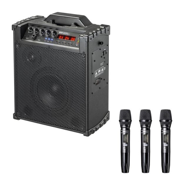 スピーカー サンワサプライ ワイヤレスマイク付き拡声器スピーカー(バッテリー内蔵