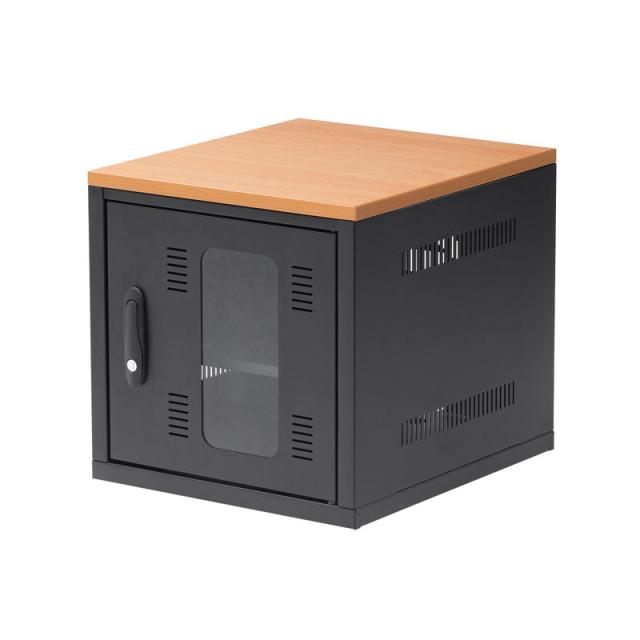 サンワサプライ　小型機器収納ボックス(幅400・奥行450mm・木目天板)　CP-KBOX4BK