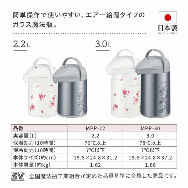 公式 エアーポット 保温 保冷 2.2L 真空二重構造 保温ポット エアー