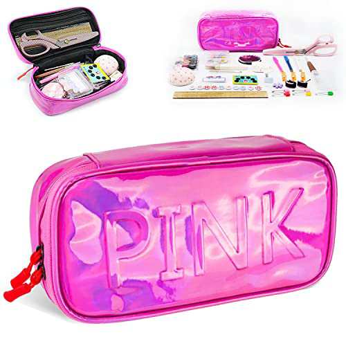 竹尺20cmのおまけ付 裁縫セット さいほうセット 小学生 裁縫箱 ソーイングセット 女の子 携帯便利 (pink)