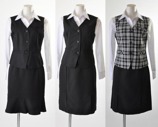 事務服3点セット（ジャケット、ベスト、スカート） ジャケット付 ベストスーツ 事務服 制服 仕事着 3点セット 3つ