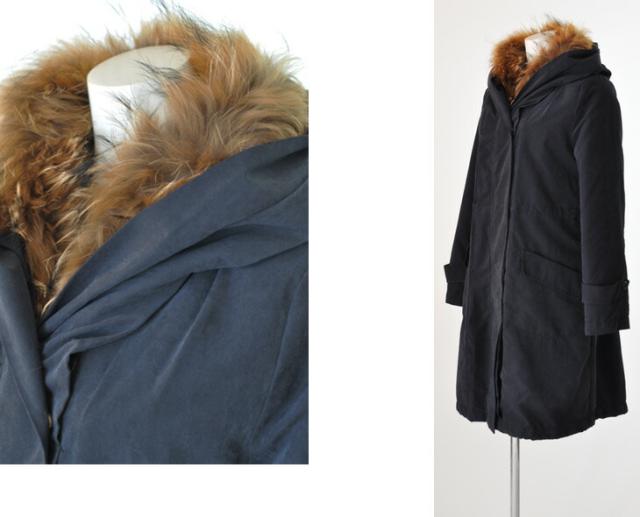 ホワイトジョーラ ラクーンファー付 百貨店品質 あったかモッズコート