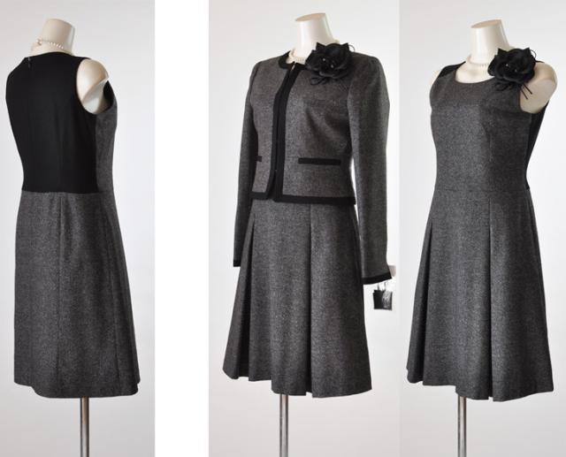 売り尽くし】ワンピーススーツ ノーカラージャケット セットアップ