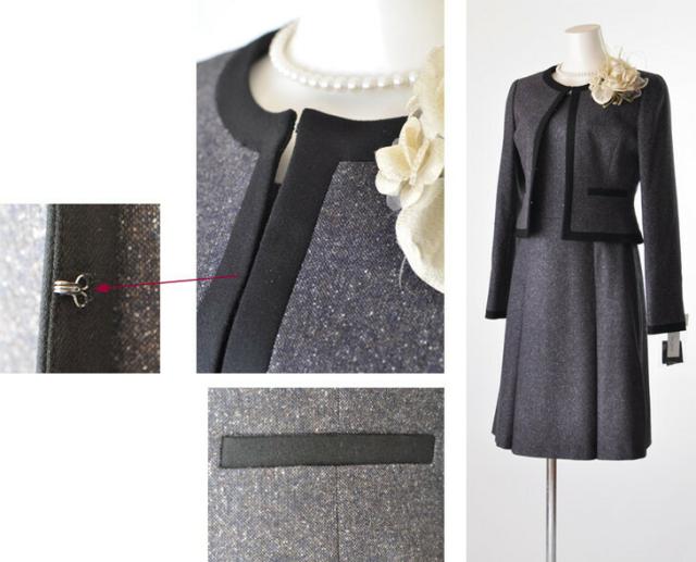 【売り尽くし】ワンピーススーツ ノーカラージャケット セットアップスーツ ウールシルク混ツイード ママスーツ 結婚式 お受験 母スーツ 入園式 入学式 卒園式 卒業式七五三 お宮参り 面接 通勤 仕事 (aua/sbl)4723-4724 売り尽くし】ワンピーススーツ ノーカラージャケット セットアップ