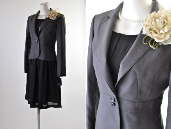 レディース スーツ 3点セット スカート ワンピース テーラードジャケット ママ 母親 ミセス スーツ 卒業式 入学式 発表会 お宮参り 顔合わせ 卒園 入園 グレー ベージュ (b1y5)1347