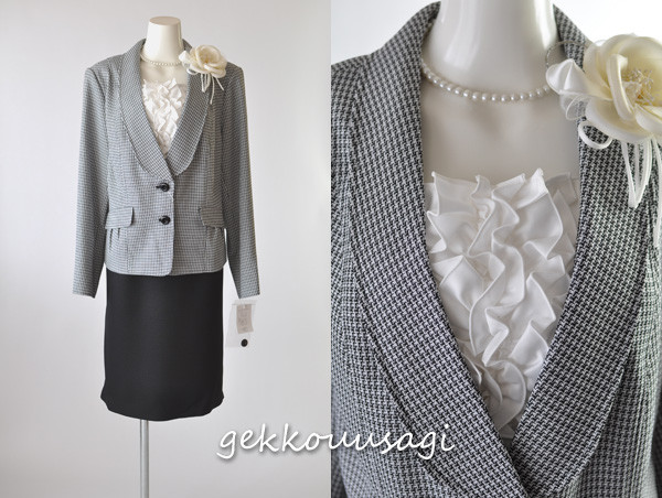 大きいサイズスーツ 26号 レディース フォーマルスーツ 3点セット 百貨店品質 ツイードジャケット ウエストゴム入りスカート ワンピース 3点組セット 結婚式 お宮参り 卒業式 入学式 七五三 お呼ばれ 顔合わせ スーツ (BL2F3Y3)(SB7)621/004