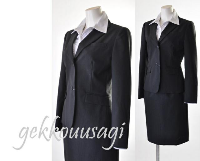 小さいサイズ 7号 タキヒヨー  日本製生地  薄手ウールスーツチャコールグレー 裏地背抜きテーラードジャケット ブラウスずれ防止 タイトボックススカート 入学式 お受験 面接 リクルート (am3)41820&811-04