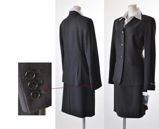 13号/15号 イタリア製ウールスーツ100% 裏地背抜きパイピング仕様トールサイズジャケット リクルートスーツ【グレー】オールシーズンスーツ 訪問スーツ 会社訪問 41756/41933&503-03(AU2f2) ex 13号/15号 イタリア製ウールスーツ100% 裏地背抜きパイピング仕様