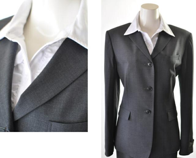 13号/15号 イタリア製ウールスーツ100% 裏地背抜きパイピング仕様
