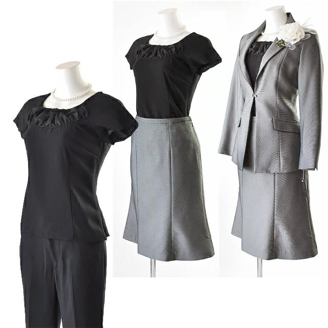 レディースーツ 4点セット 百貨店品質 7号/9号 ブラック フォーマル セレモニー スーツ テーラードジャケット スカート パンツ ブラウス 着回し 卒業式 入学式 ブラック グレー (am7/bl2f1y5)2h306 レディースーツ 4点セット 百貨店品質 7号/9号 ブラック フォーマル