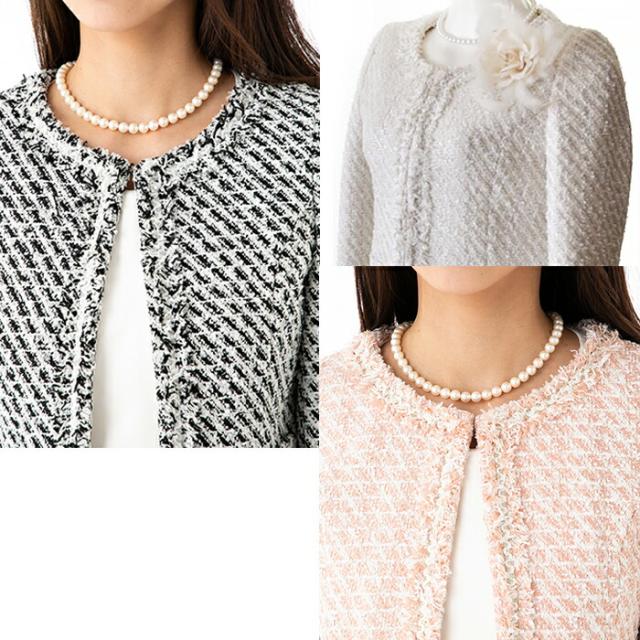 レディース セレモニー 3点スーツ 7号-11号 チュールミックスツイード