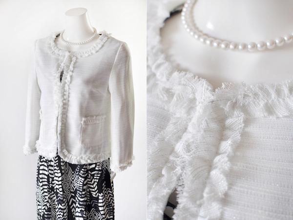 レディース ワンピーススーツ フリンジジャケット ストレッチ