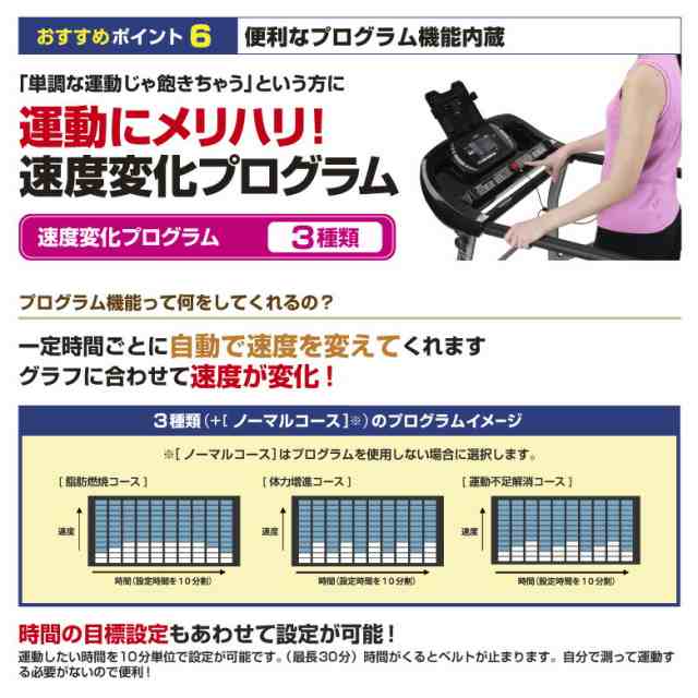 ウォーキングマシン 最高時速6km 基本送料無料 AF3716JK プログラム