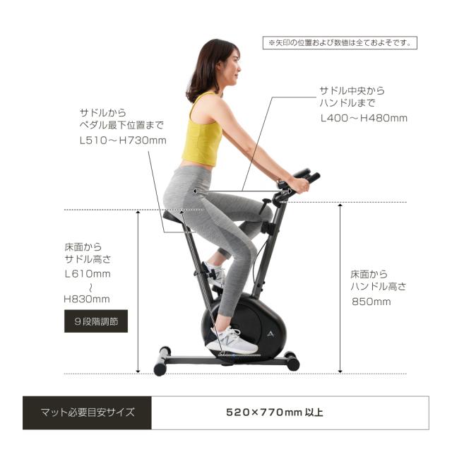 フィットネスバイク スピンバイク 負荷8段階 エアロマグネティック