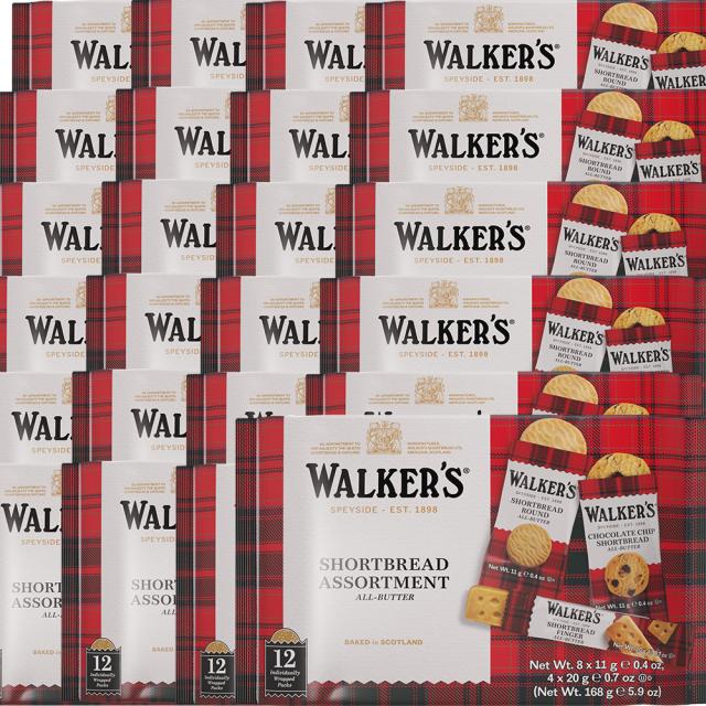 ウォーカー ショートブレッド アソートパック＃１８５３、１６８ｇ ２４袋セット 送料無料 walkers イギリスクッキー 英国王室御用達