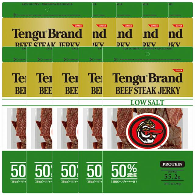 送料無料 テング 減塩 50% ビーフジャーキー 93g×10袋 おつまみ 天狗の通販は 8,979円