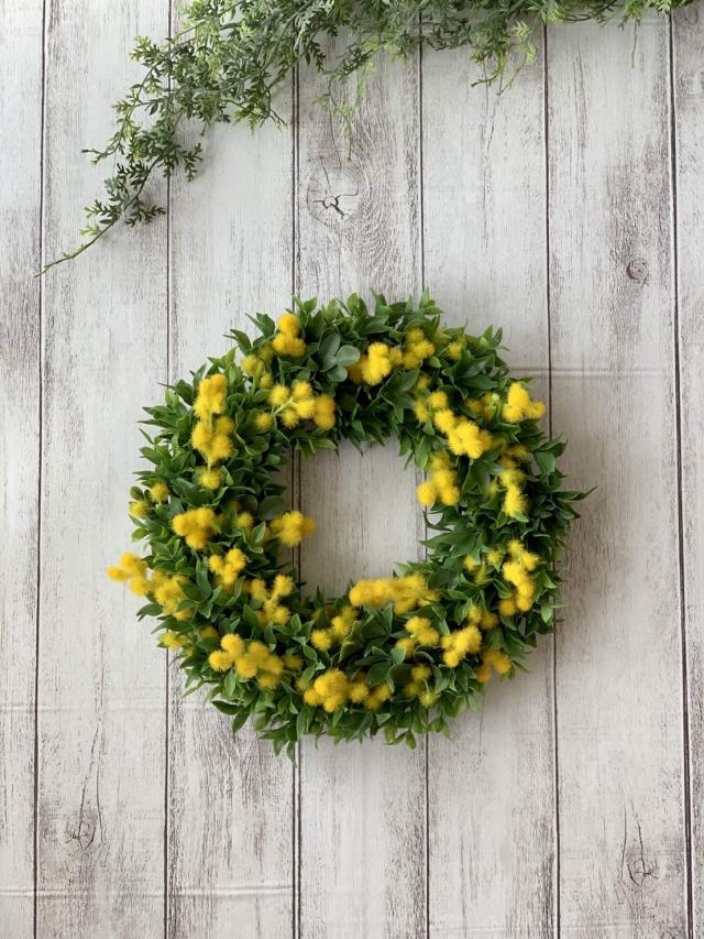 ミモザのふんわりリース アーティフィシャルフラワー スワッグリース