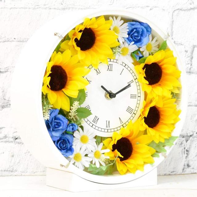 アーティフィシャルフラワー ヒマワリの花時計 ひまわり 向日葵 時計 誕生日 プレゼント 贈り物 ギフト 時計 文字盤 振り子 掛け時計 雑貨 誕生日 贈り物 壁掛け ローズ 薔薇 弔い 豪華 定番 祝い 送別 定年 退職 結婚祝い 花 還暦祝い お祝い 開店祝い 敬老の日 造花_1
