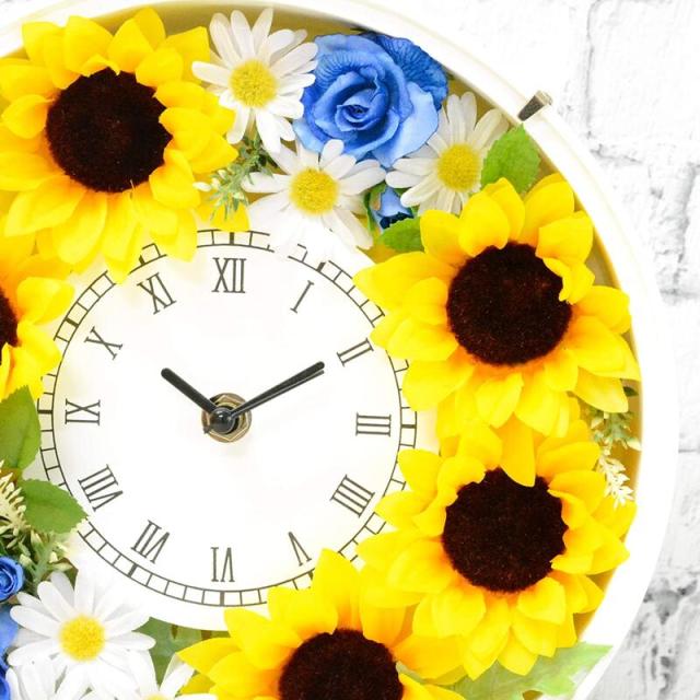 アーティフィシャルフラワー ヒマワリの花時計 ひまわり 向日葵 時計 誕生日 プレゼント 贈り物 ギフト 時計 文字盤 振り子 掛け時計 雑貨 誕生日 贈り物 壁掛け ローズ 薔薇 弔い 豪華 定番 祝い 送別 定年 退職 結婚祝い 花 還暦祝い お祝い 開店祝い 敬老の日 造花_2