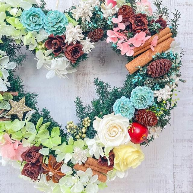 ハートリース ドライフラワー プリザーブドフラワー ナチュラルリース