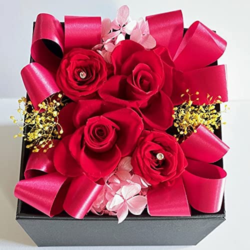 オールプリザのエレガントボックスアレンジ プリザーブドフラワー カーネーション アレンジ 誕生日 プレゼント 卒業 母の日 贈り物 ギフト ホワイトデー 退職祝い 祝い サイズ:13cm×高さ9.5cm Lulu's-1691 Lulu's ルルズの通販は