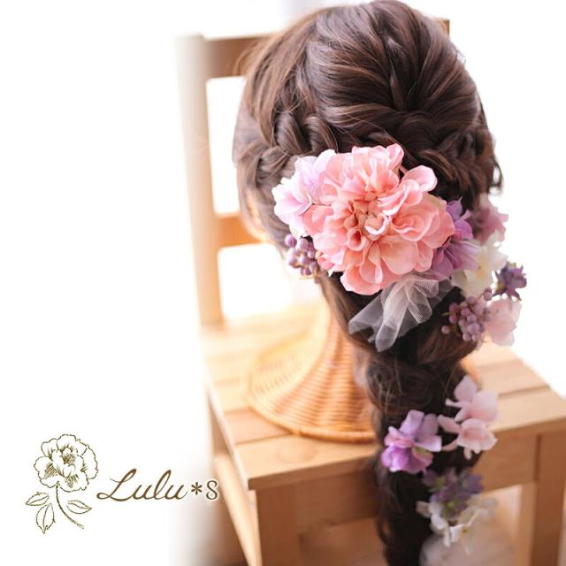 ヘッドドレス 〜pink&purple〜 アーティフィシャルフラワー