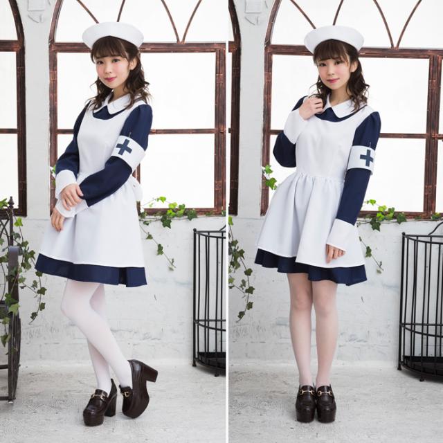 送料無料 ナース ナース服 看護師 看護婦 ネイビー ナースキャップ カチューシャ ワンピース エプロン 帽子 ナース帽 フリーサイズ かわの通販はau Pay マーケット キラキラ アイランド