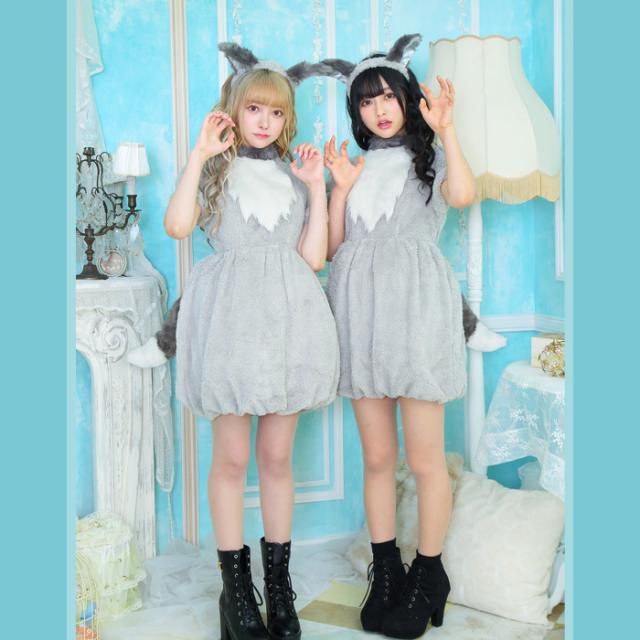 送料無料 ふわもこ アニマル グレーウルフ 耳 カチューシャ