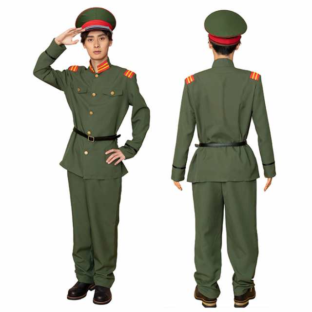 送料無料 男女兼用 Menコス 軍服 制服 大正ロマン レトロ 上下 セット 一式 帽子 ジャケット ベルト パンツ カーキ 男性 女性 メンズ ユの通販はau Pay マーケット キラキラ アイランド