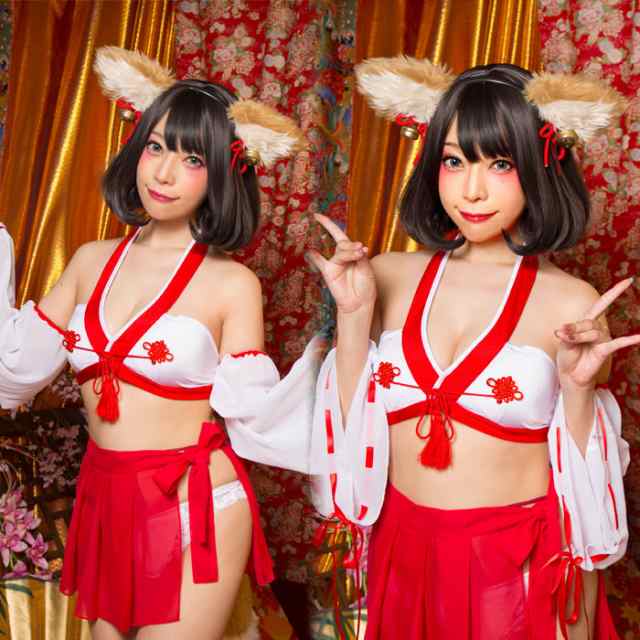 送料無料☆MDD (S/M胸)、狐耳、尻尾付きセクシーな狐巫女服12